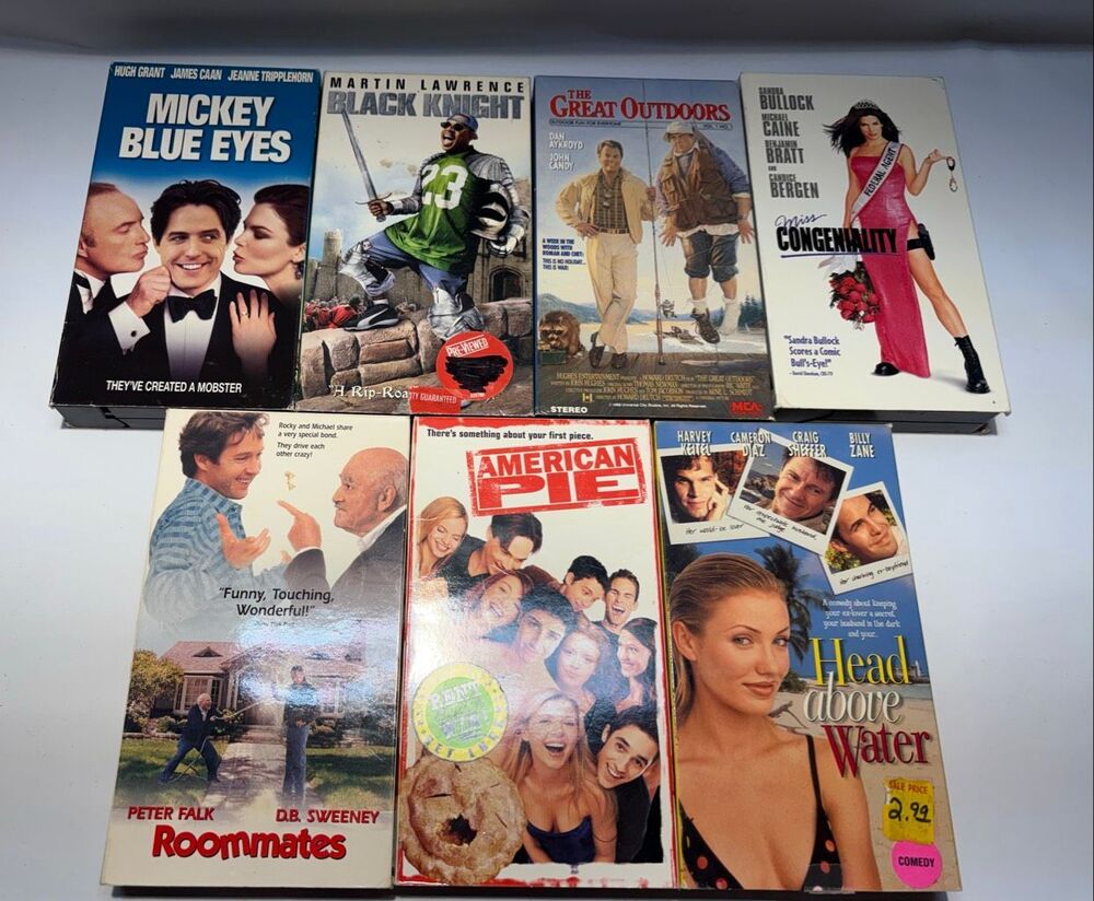 Set of seven VHS movies